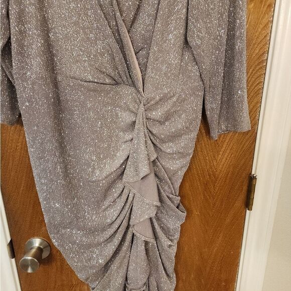 Betsy And Adam Metallic Rusched long Sleeve Gown SIZE 18W NWT - Picture 4 of 8